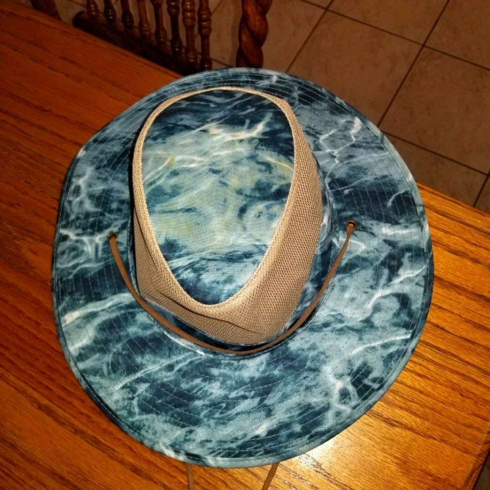 Gold Coast Sunwear Water Camouflage Wide Brim Hat Mesh Cap - Picture 3 of 4